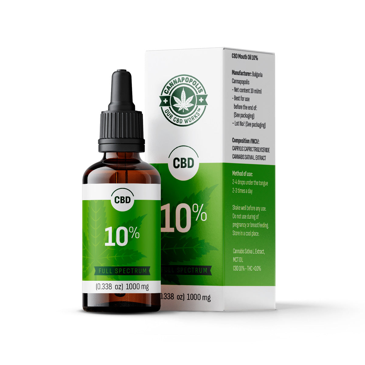 CBD масло 10% (0.00% THC или пълен спектър)