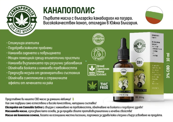 CBD масло 3% за домашни любимци (300 mg CBD)